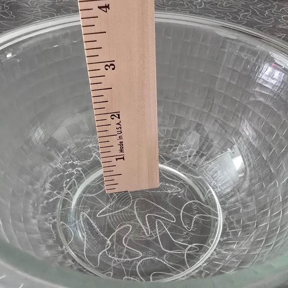 Pyrex 322 Sculpted Glass Mixing Bowl 1QT 950ml Clear Textured Grid MCM USA